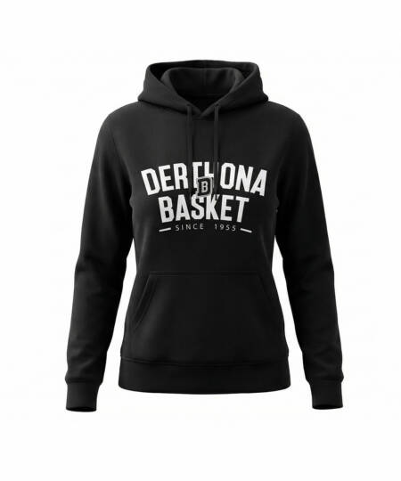 Felpa morbida da donna con logo brillantinato "Since 1955" con tascone e cappuccio