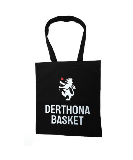 Shopper nera in tessuto logo "Leone"